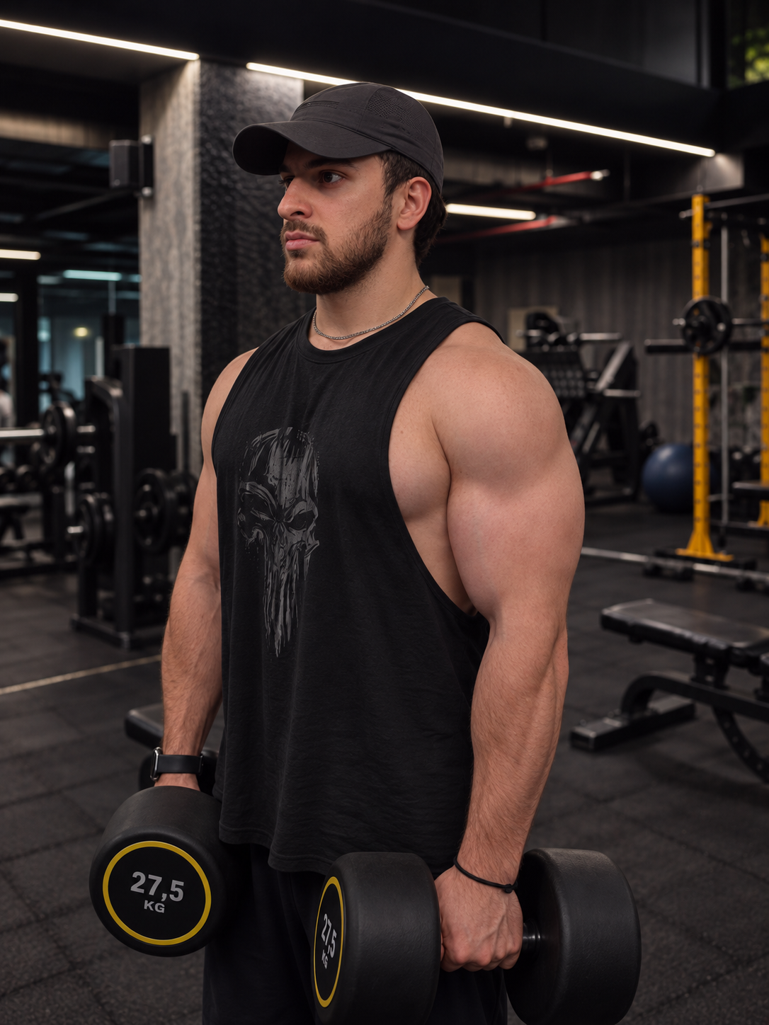 Athlete holding dumbbells, from the photograph supplied for this website
