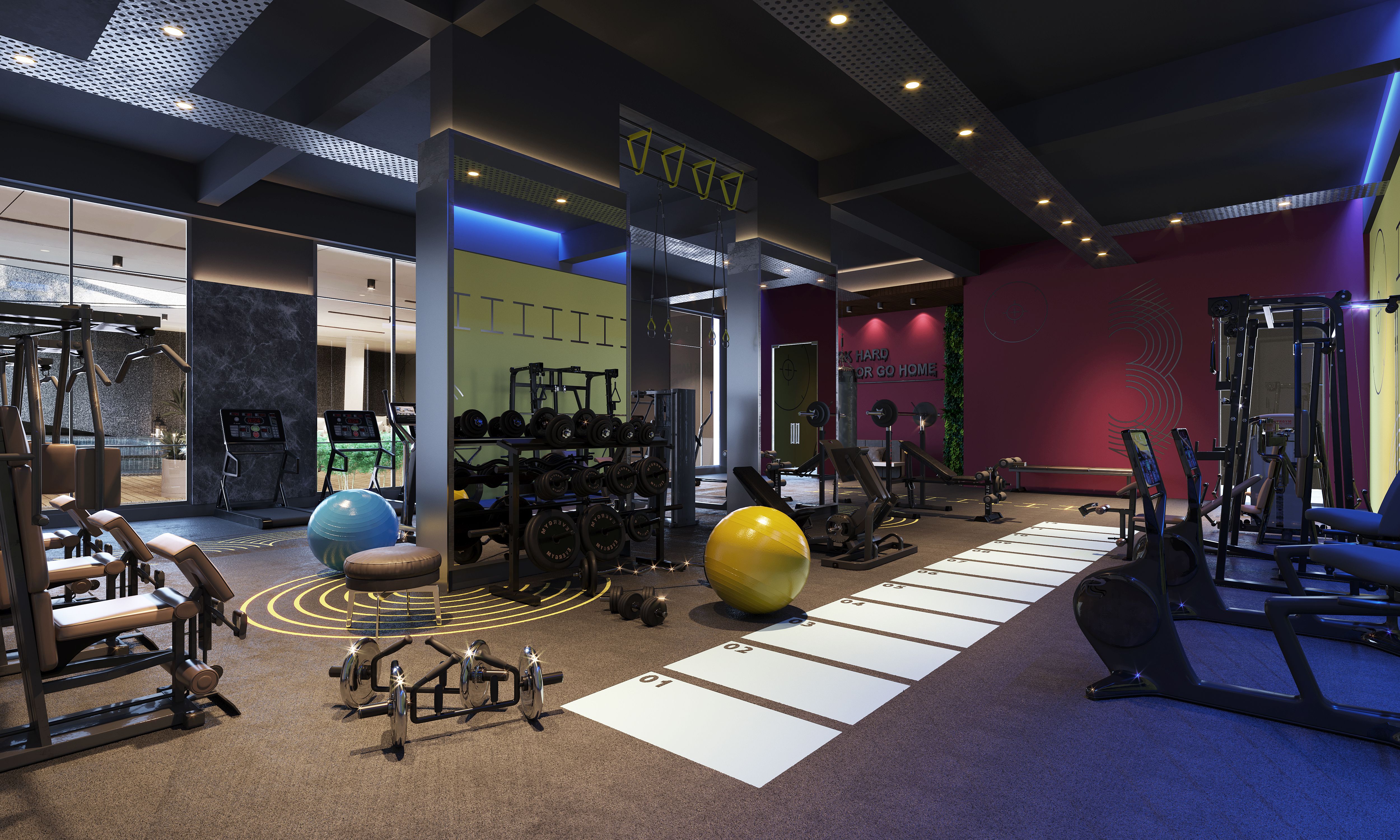 Open gym equipment area, illustrative photo